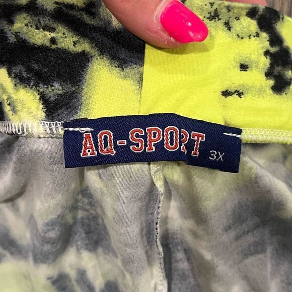 NWOT AQ Sport Yellow Black Tie Dye Athletic Gym Shorts Size 3X - Picture 2 of 4